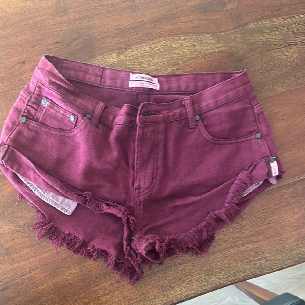 One Teaspoon Bandit Jean Shorts Distressed Frayed Hem